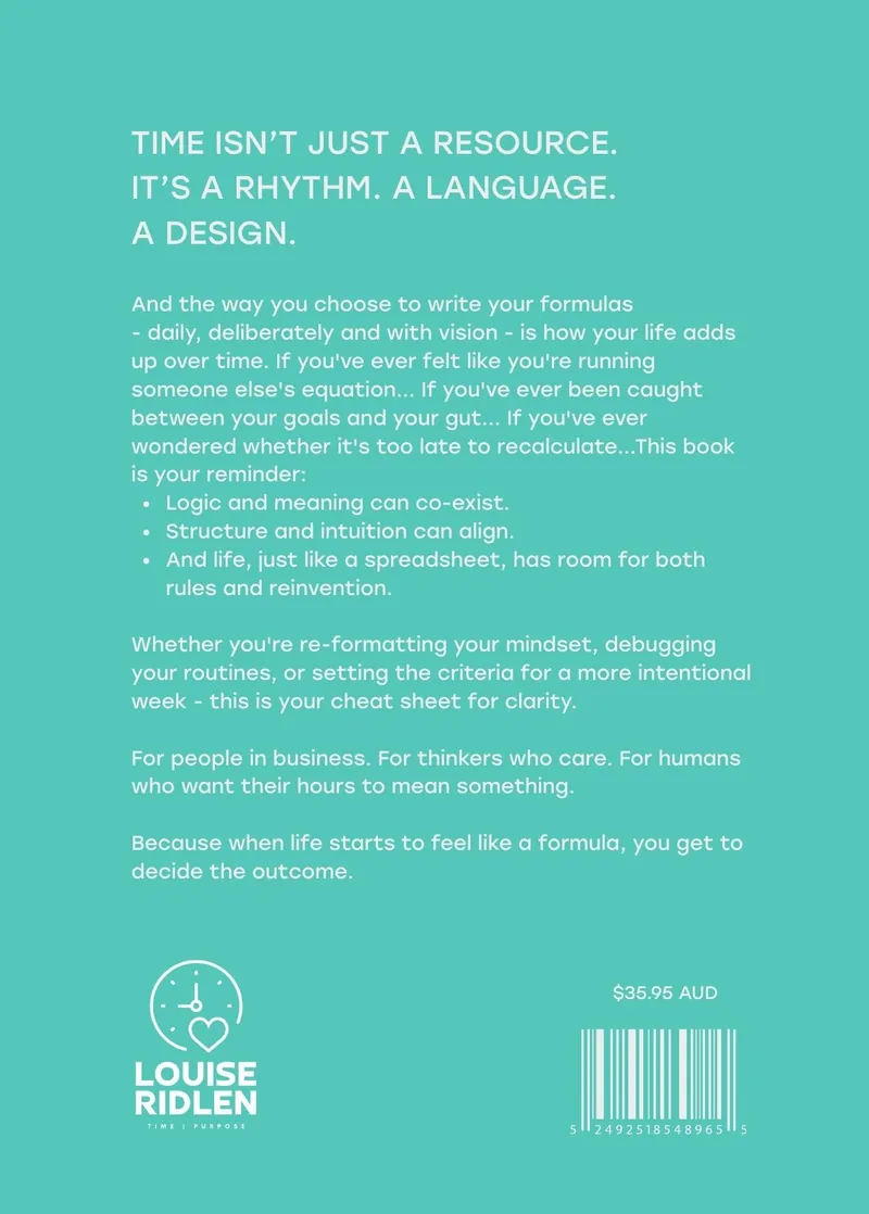 Back cover of =LIFE() by Louise Ridlen